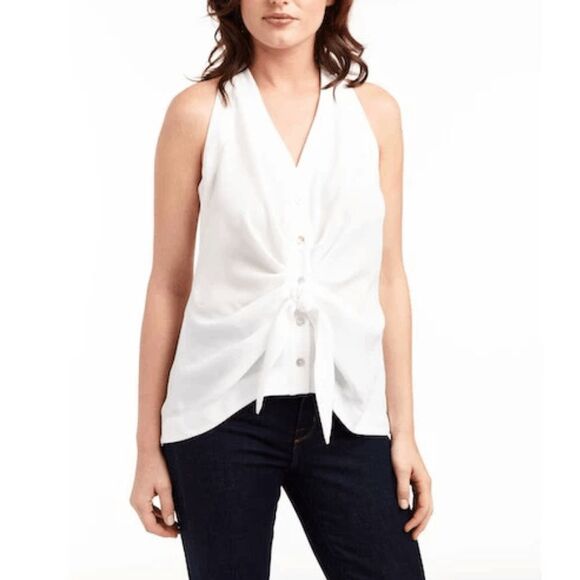 DREW NWT TIBBY TWIST TANK, White Sleeveless Blouse, Size Large, MSRP $207 - Picture 1 of 9